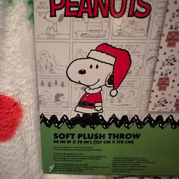 Peanuts Snoopy Gingerbread Peppermints Soft Throw Blanket NWT 50x70” - Picture 3 of 3
